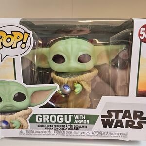 Funko Pop! Grogu with Armor Figure - Green and Brown